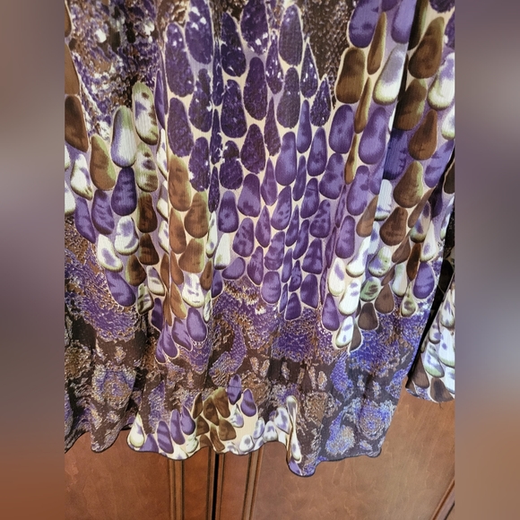 DRESSBARN BROWN PURPLE GREEN ETC FLOWY BUSINESS CASUAL WEAR TOP SZ XL - Picture 4 of 6